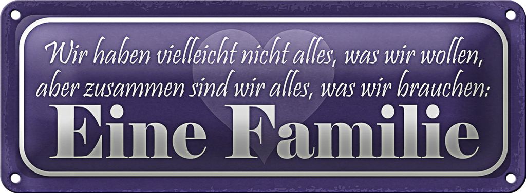 Blechschild Spruch 27x10cm Familie zusammen sind wir alles Dekoration