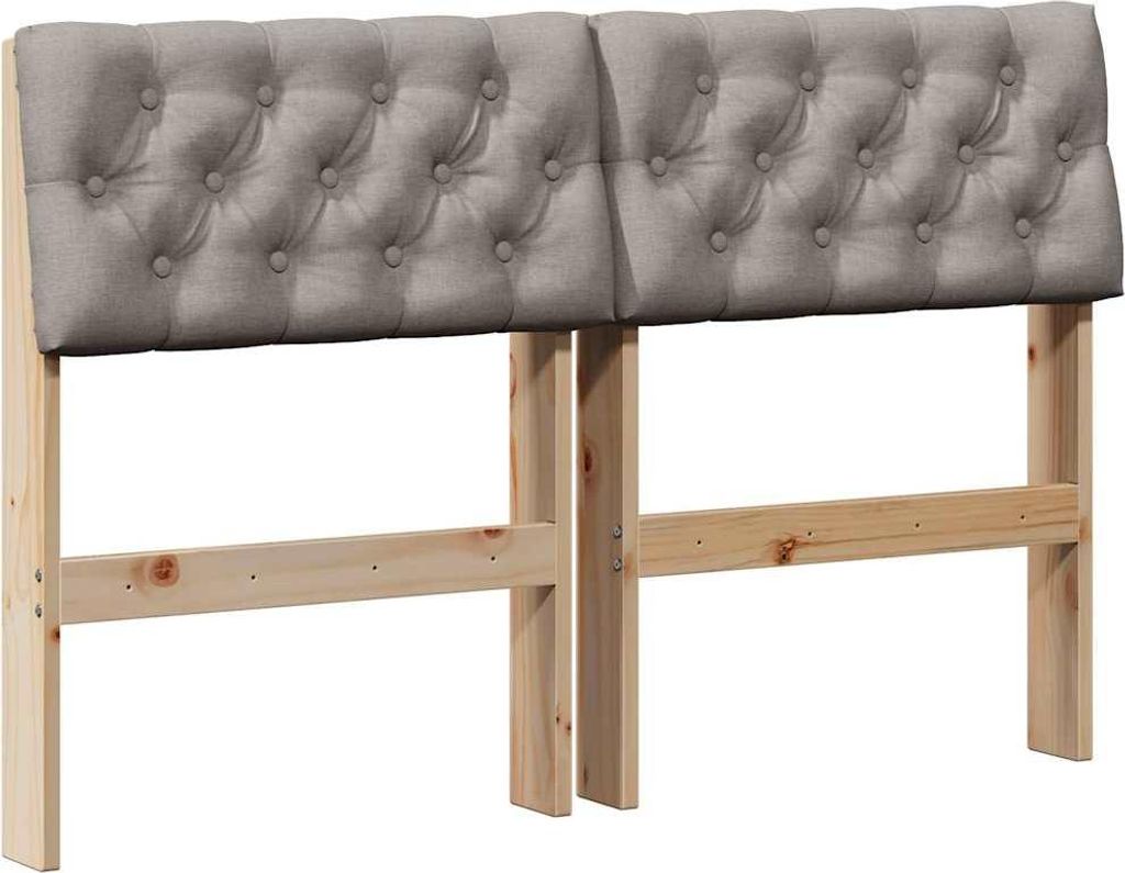 vidaXL Gepolstertes Kopfteil Taupe 120 cm Massives Kiefernholz
