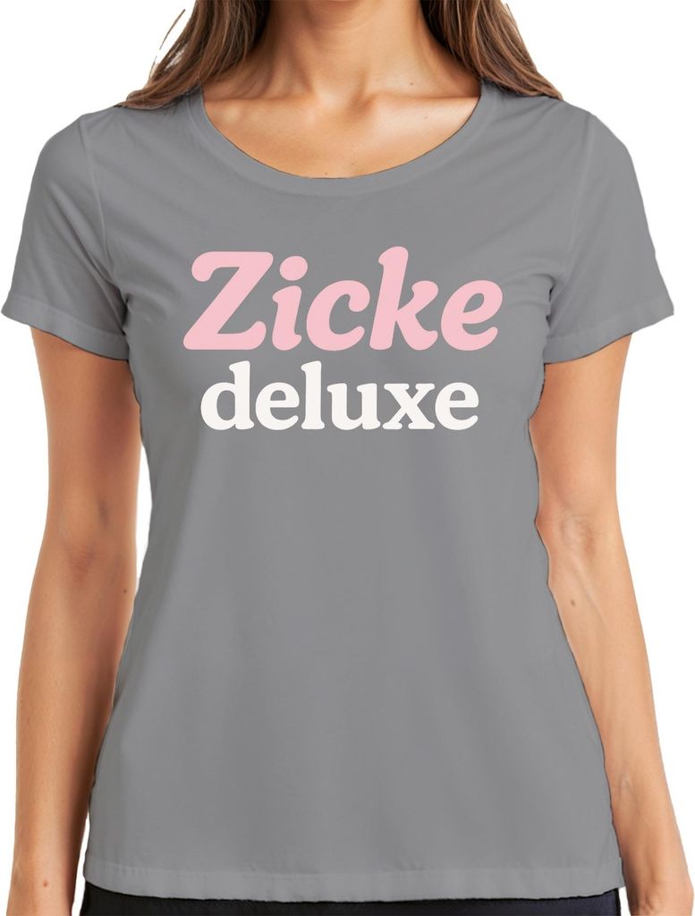 Zicke deluxe frech Spruch Frauen Damen Geschenk rosa Pastell Damen T-Shirt, Grau, M