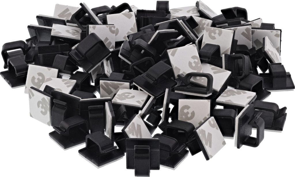 100er Pack InLine Kabelmanager Klebesockel XL, Nylon, 3M-Klebepad, schwarz