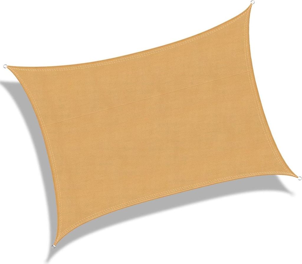 Wasserdichtes rechteckiges Sonnensegel, rechteckiges Schattennetz 4 x 3 m, 98 % beständig, Sand 3 x 4