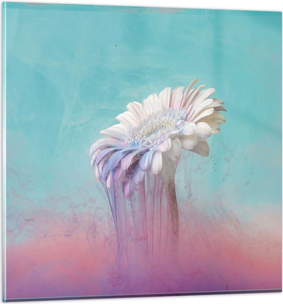 Bilder auf glas - Einteilig - Modern Grafik Blume - 40x40cm - Glasbilder - Wandbilder - Bilder - zum Aufhängen bereit - Wanddekoration aus Glas - ...