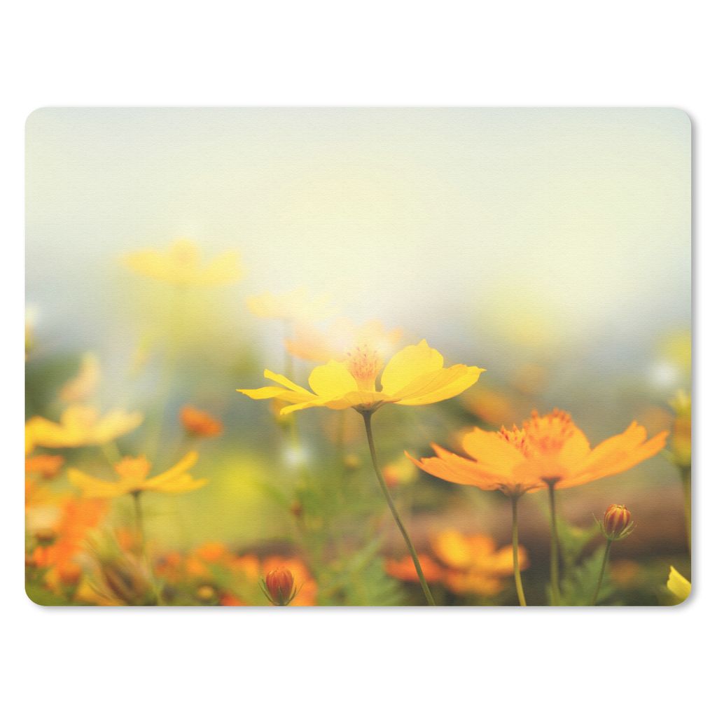 MuchoWow Mauspad Mousepad Blumen - Landschaft - Gelb 40x30 cm - Mousepads - Maus Mat - Pad - Mausunterlage - Anti Rutsch