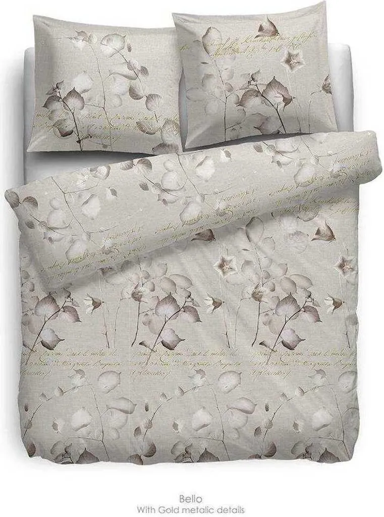 HnL Blossoms Beige Taupe 135x200 - Biancheria da Letto in Raso