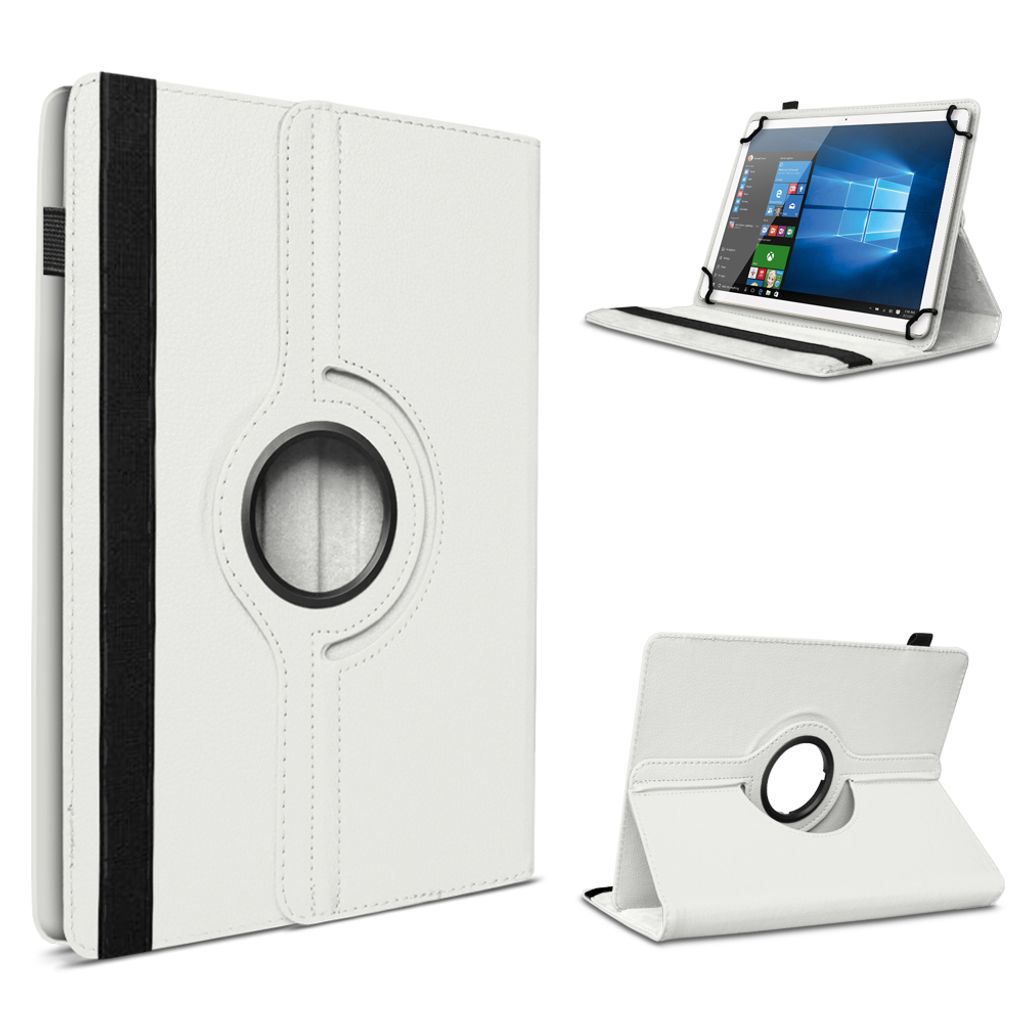 Tablet Schutzhülle für 10 - 10.1 Zoll Tasche 360° Drehbar Universal Hülle CoverFarben:Weiß;Tablet Modell für:Kobac Arc 10