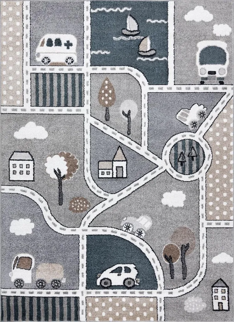 Tapis pour enfants Fun Strade grey 140 x 190 cm idéal pour une chambre
