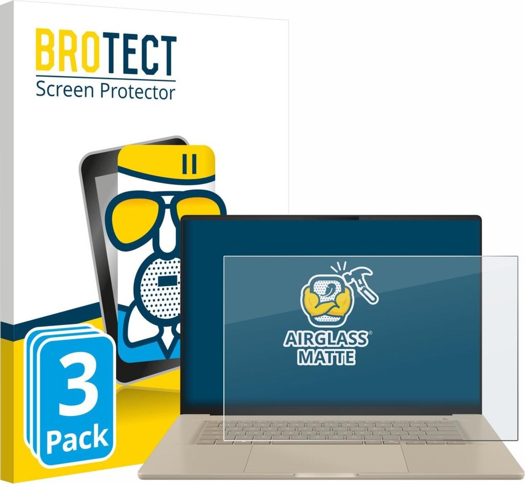 3x BROTECT Entspiegelungs Schutzglas für ASUS ZenBook A16 UX3607 Schutzfolie Panzer Folie Glas Display Schutz matt