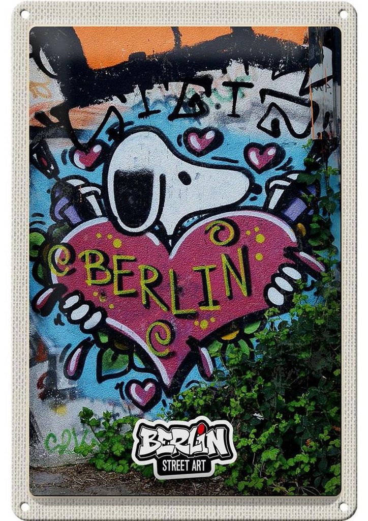 Blechschild Reise 20x30cm Berlin Liebe Graffiti Kunst Street Art