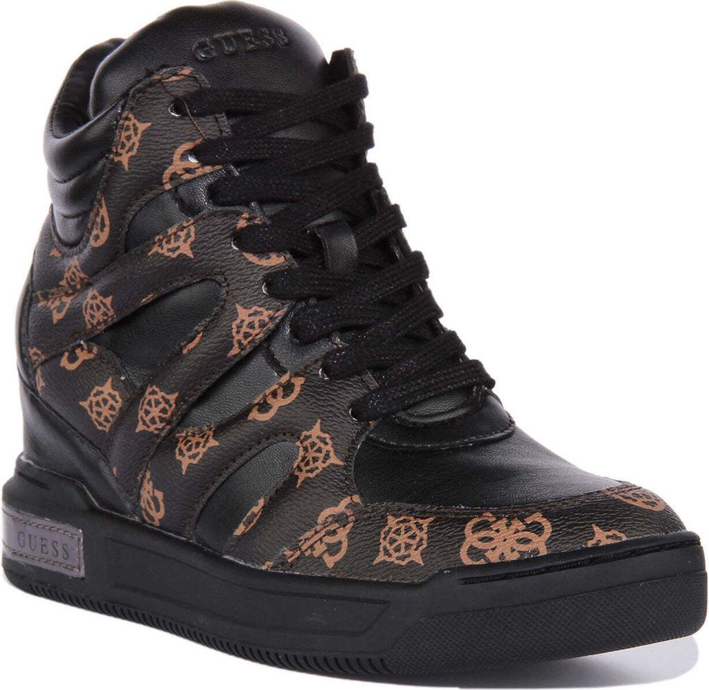 Guess Lisa Frauen Kunstleder Keil Turnschuhe Schwarz Braun – undefined / Schwarz Braun