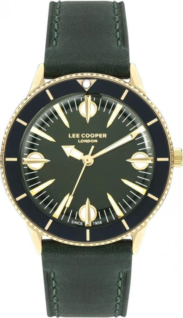 Montre homme vert émeraude Lee Cooper LC07933.177 en acier robuste