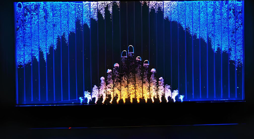 Moderne Trennwand Wände LED Wasserwand Beleuchtete Wand Säulen 240x150cm Sofort