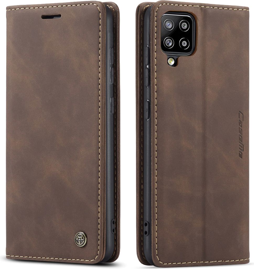 Samsung Galaxy A42 5G Hülle, LaimTop Retro Kunstledertasche mit Standfunktion Schutzhülle für Samsung Galaxy A42 5G Kaffee