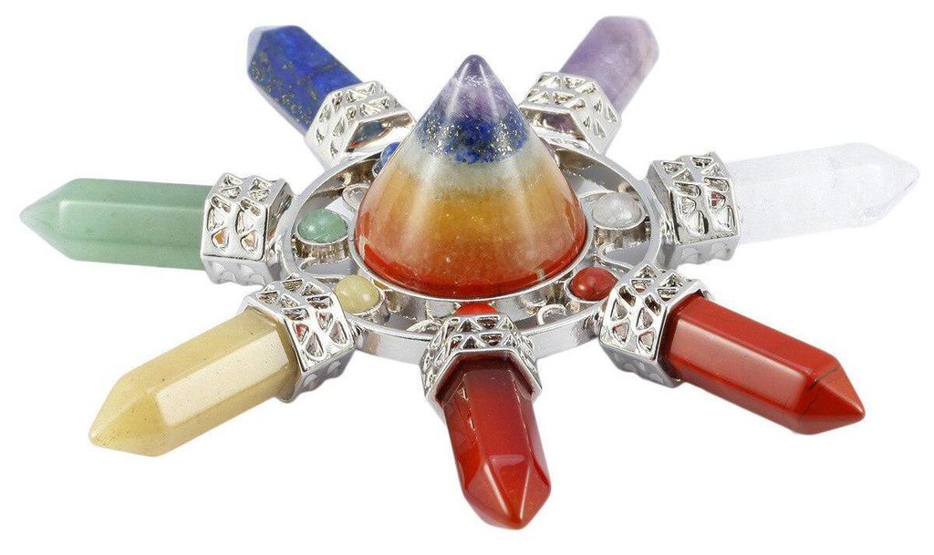 Mehrfarbige Naturstein Kristallpyramide Chakra für Energiearbeit und Dekoration 8,3 x 8,3 x 2,4 cm