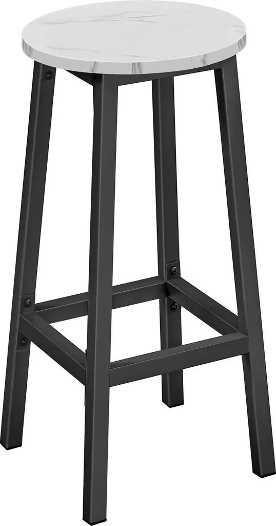 Tabouret Leobert Marbre et Pieds Noirs 32x65 cm - Élégance Moderne