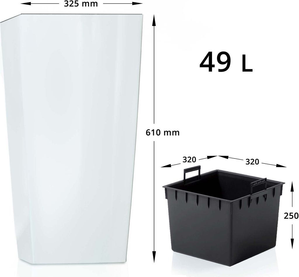 49 L Blumentopf viereckig Urbi mit Einsatz 32,5cm Weiß Matt Produktbild 16