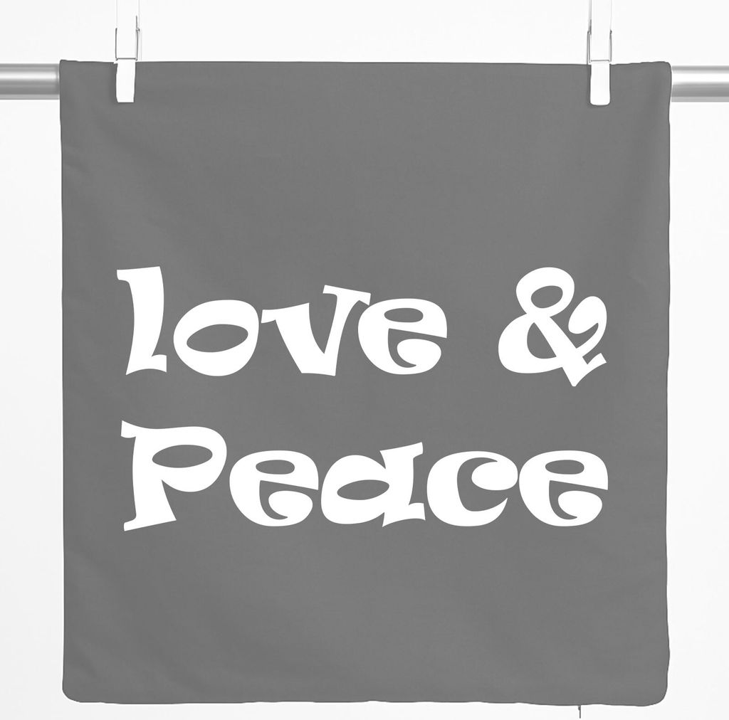 Huuraa Kissenbezug Love & Peace 70s 40x40cm Steel Grey Baumwolle Dekokissenbezug Geschenkidee