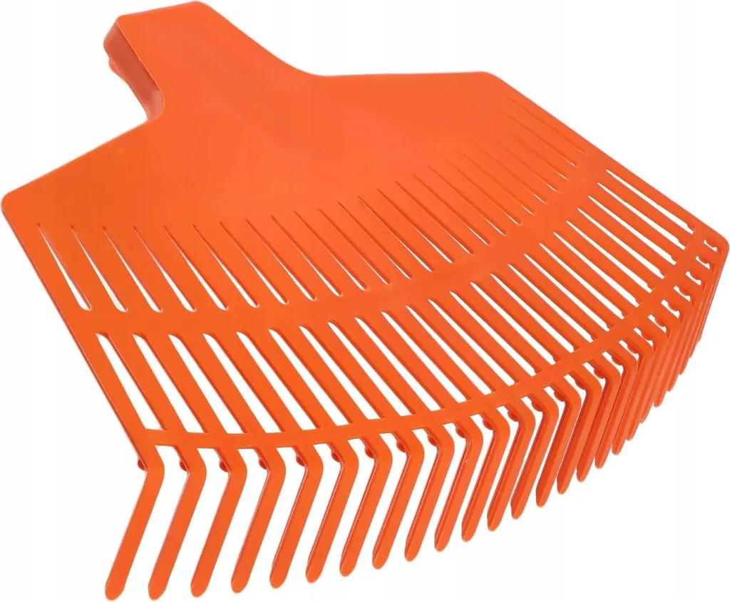 Râteau à feuilles léger et robuste en polymère orange sans manche