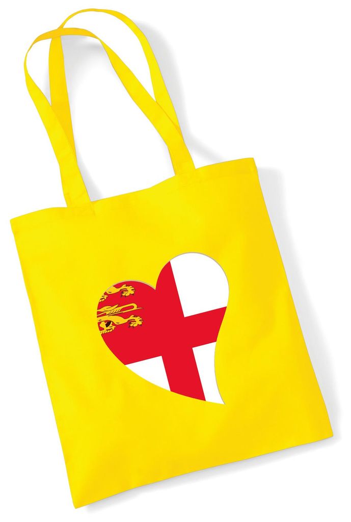 Huuraa Jutebeutel Sark Flagge Herz 10 Liter Yellow Baumwolle Tasche Geschenkidee
