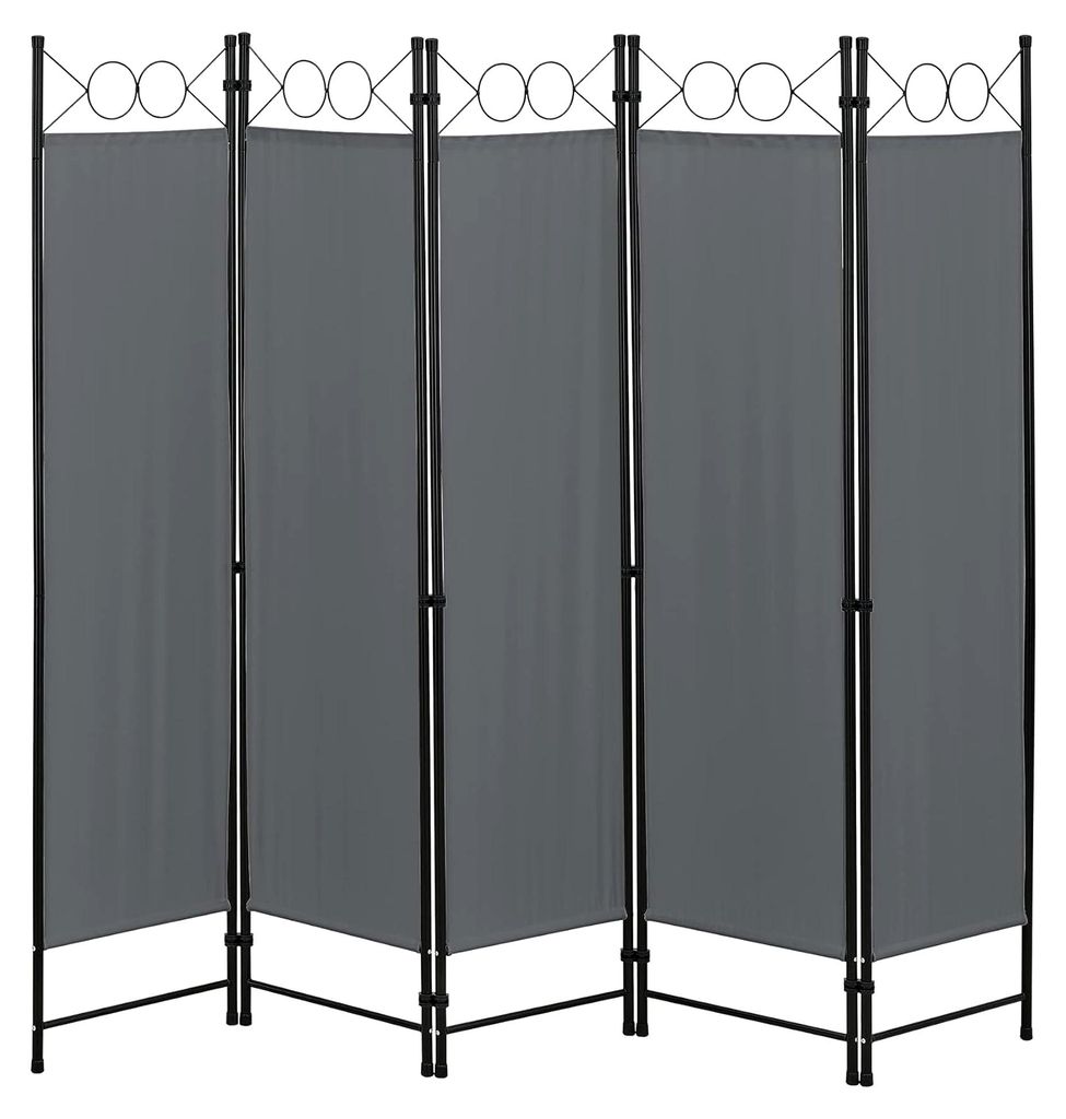 Raumteiler Saragossa 5-teilig 200x171 cm Paravent Trennwand Sichtschutz Stellwand Dunkelgrau
