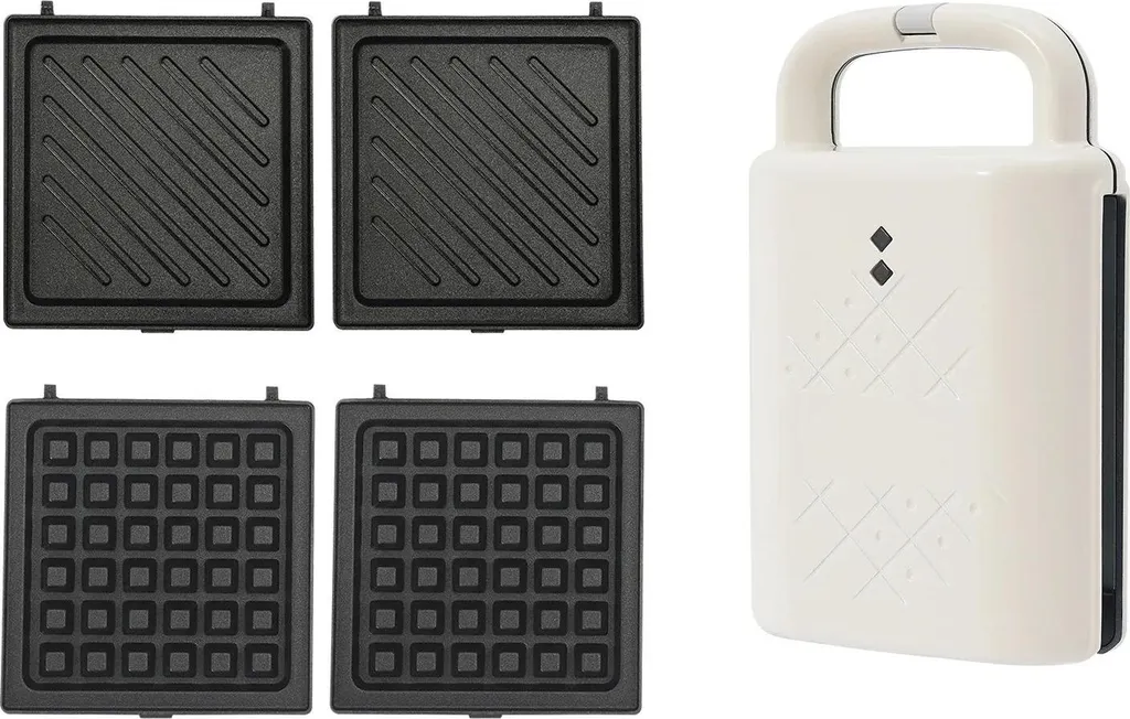 Macchina Sandwich e Waffle 2 in 1 Bianco - Piastra 650W Antiaderente - 1