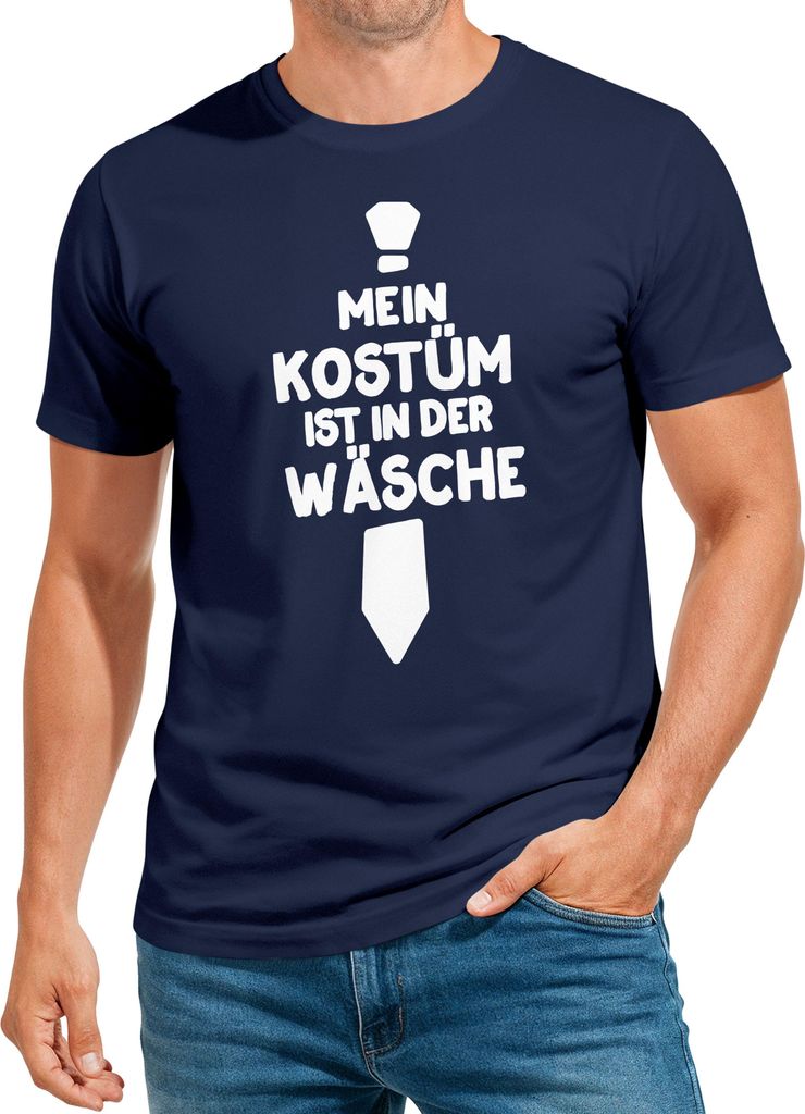 Herren T-Shirt Mein Kostüm ist in der Wäsche Fasching Karneval Last Minute Kostüm Verkleidung Faschingsshirt Fun-Shirt Moonworks
