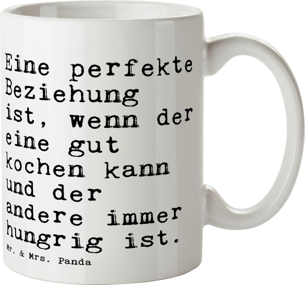 Mr. & Mrs. Panda Kaffeebecher Eine perfekte Beziehung ist,... - Weiß - Geschenk, Sprüche, Pott, Partner, Tasse, Spruch, Becher, Weisheiten Zitate...
