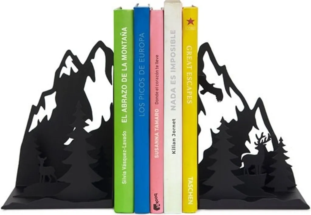 Serre-Livres Design Montagne Balvi en Acier pour Rangement de Bureau