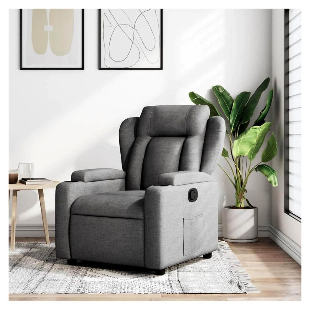 Relaxsessel Dunkelgrau Stoff, Fernsehsessel, Kinosessel, Gaming Couch