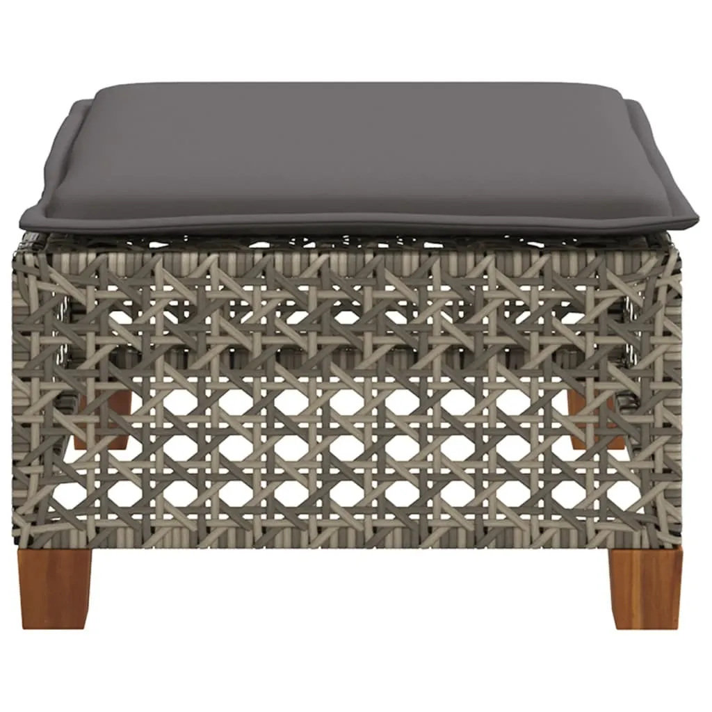 Sgabello Garden Lounge Grigio in Poly Rattan - Comfort e Stile - 5