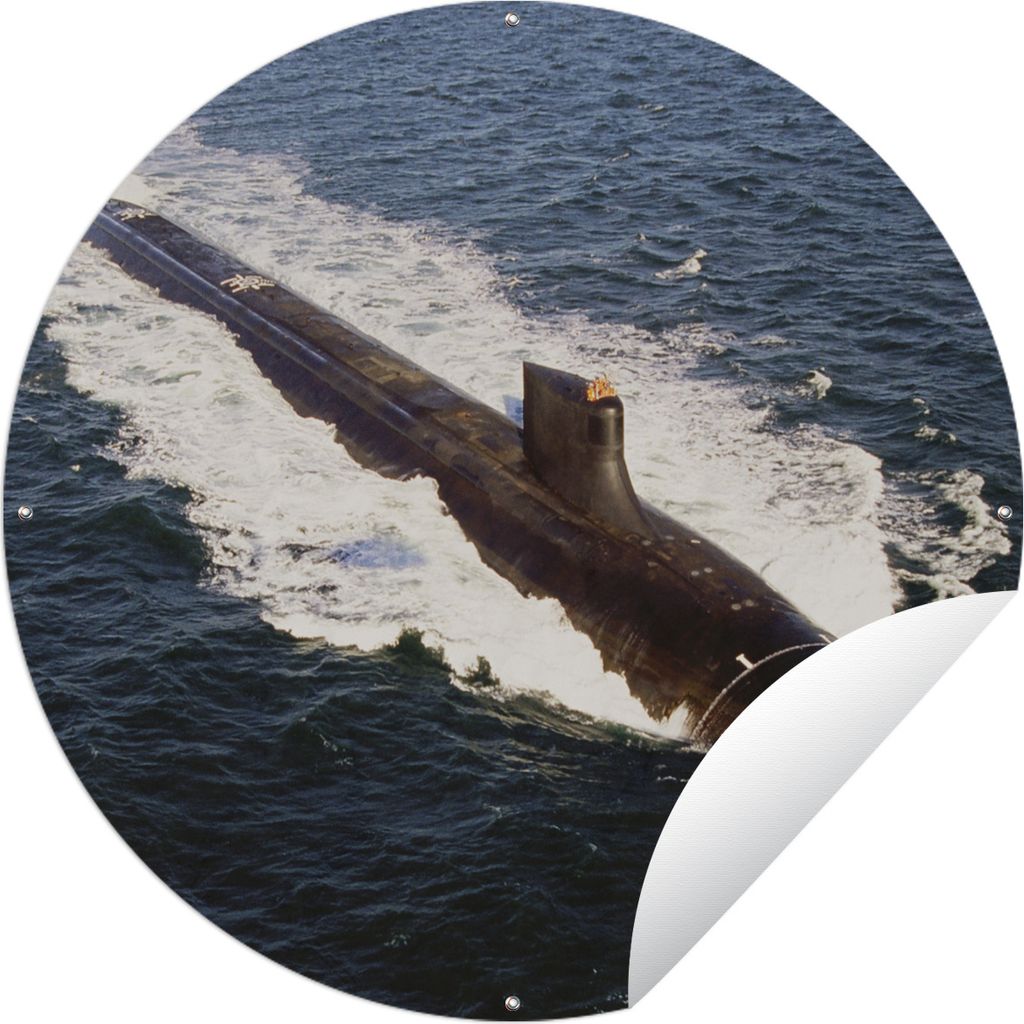 MuchoWow Gartenposter Outdoor-Poster Rund Ein U-Boot geht unter Wasser Ø 60 cm Gartendeko Rundes Poster draußen