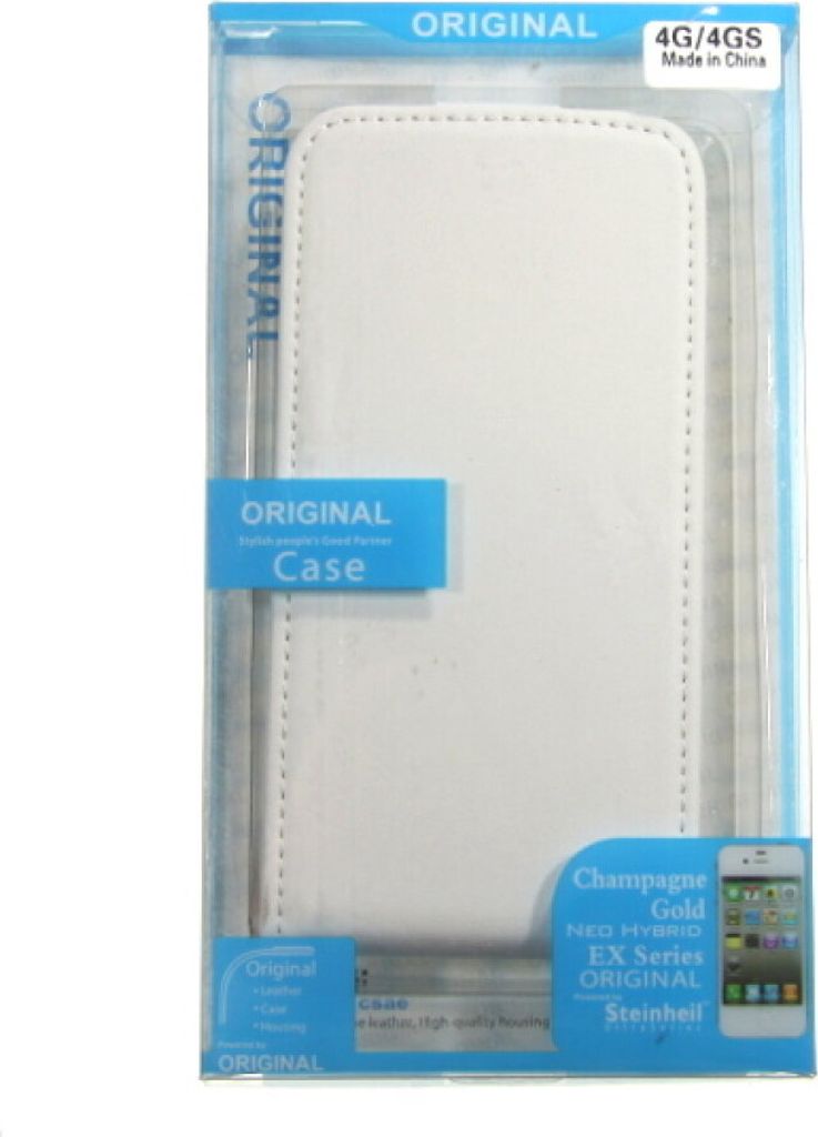 Slim Leder Flip Hülle für iPhone 4 4s Weiß Handy Tasche Schutz