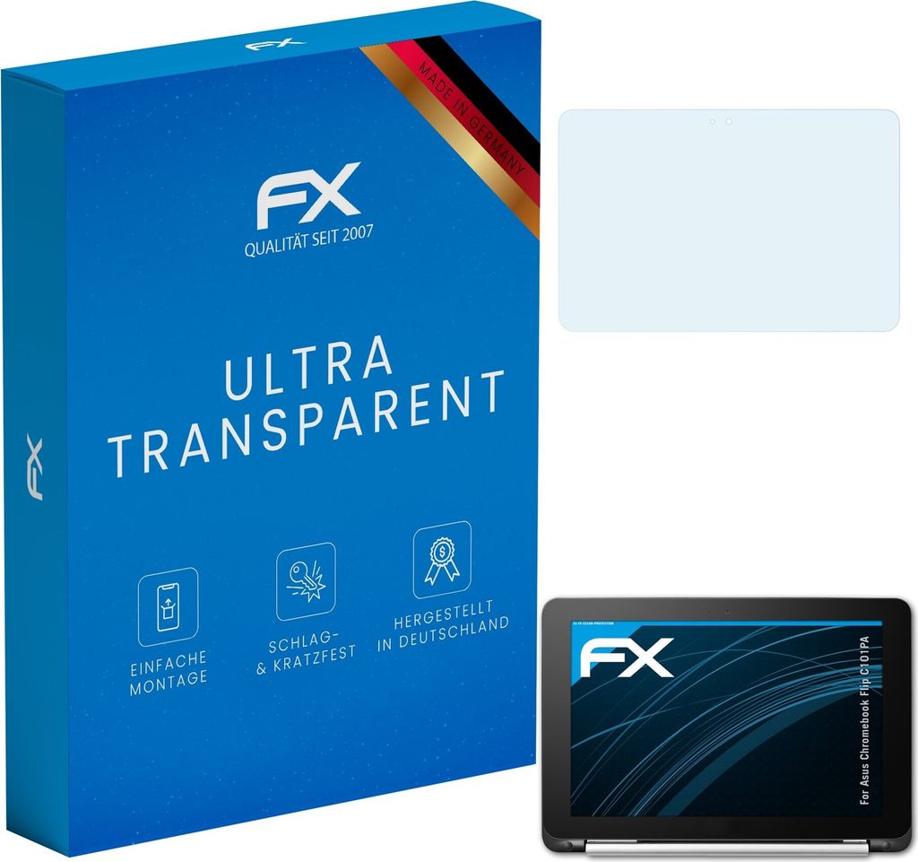 atFoliX FX-Clear 2x Schutzfolie kompatibel mit Asus Chromebook Flip C101PA Displayschutzfolie