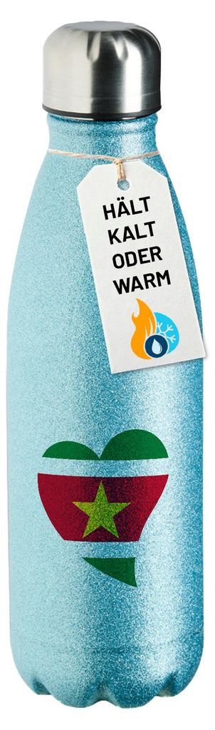 Huuraa Trinkflasche Surinam Flagge Herz 500ml Blue Edelstahl Wasserflasche Trinkflasche Geschenkidee