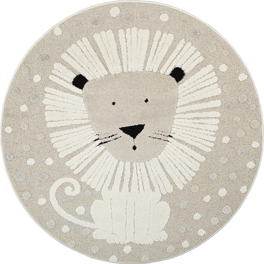 Teppich Kinderzimmer Babyzimmer Löwe Beige Rund Produktbild 
