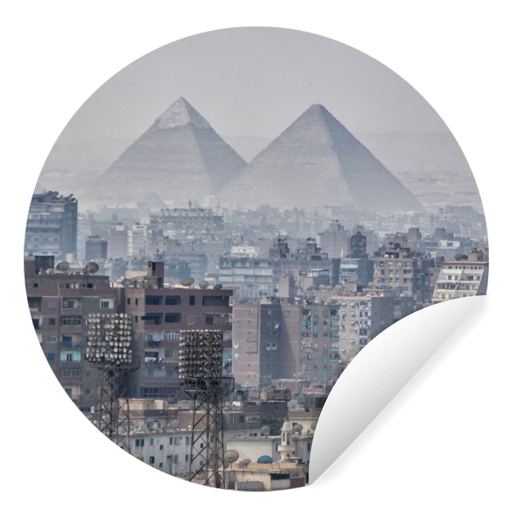 MuchoWow Runde Wandtattoo - Wandsticker Tapete Aufkleber Blick auf die Pyramiden von Kairo - Ägypten Ø 50 cm Selbstklebend und Repositionierbar...