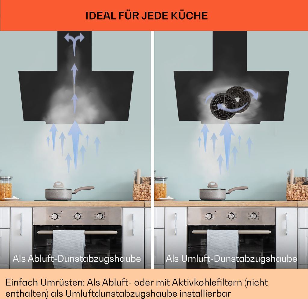 Klarstein Dunstabzugshaube 60cm Umluft/Abluft, Produktbild 7