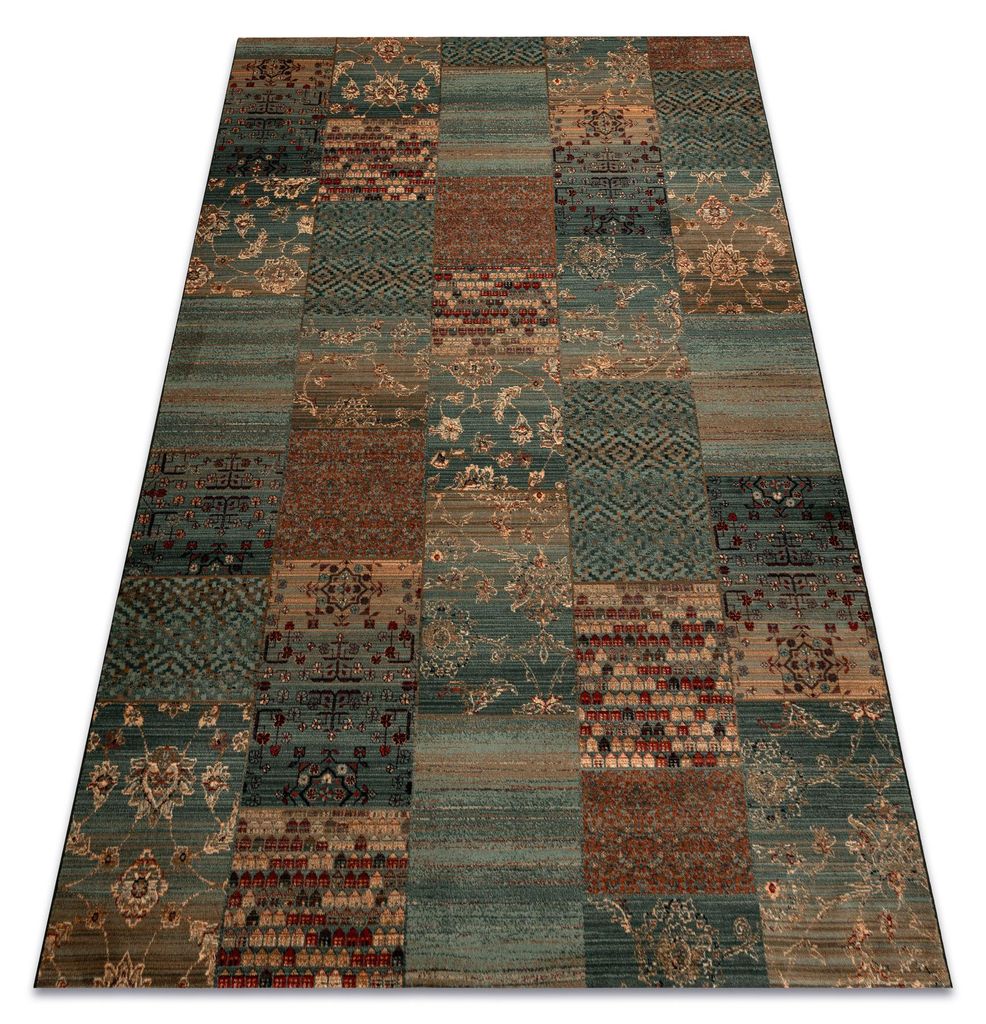 Tapis en laine KASHQAI 4327 400 Patchwork vert vert 135x200 Image du produit 