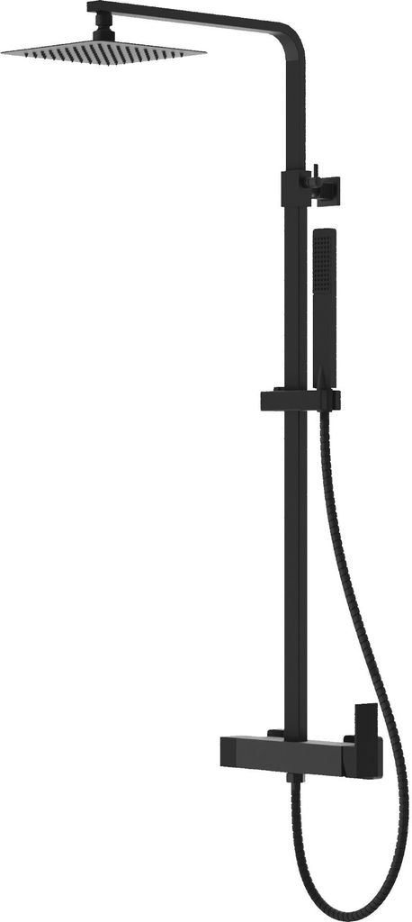 Lavita Aquila Matt Schwarz Duschset | Duschen Komplette Dusche Duschgarnitur mit Regendusche| Duschbrause Set Armatur Modernes Design