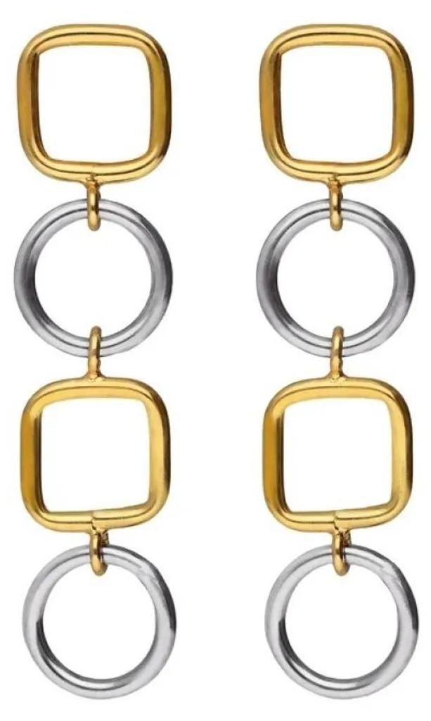 Boucles d'oreilles pendantes bicolores argent Nivola A5507-BT Chic