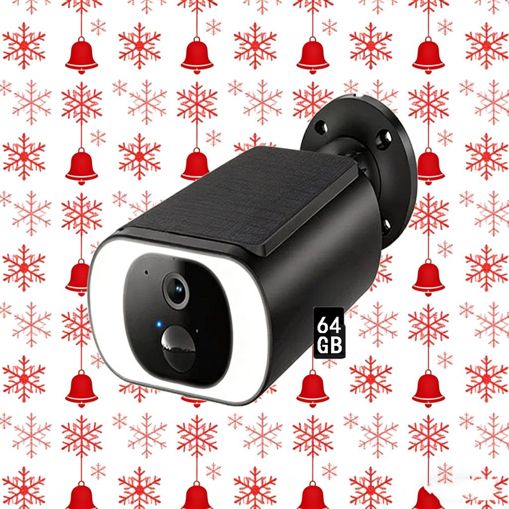 2K Überwachungskamera Aussen Akku Solar, Kabellos mit Solarpanel, 3MP Farbnachtsicht 64GB