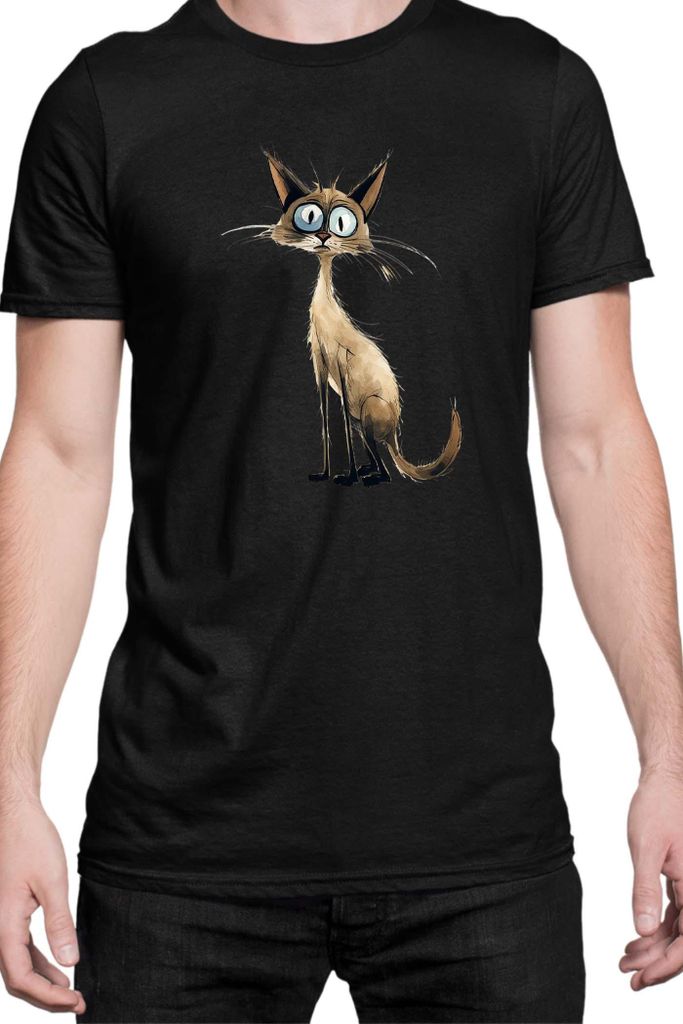 Herren T-Shirt Funny Cats Breeds Balinese Cat 009, Man 2XL / Schwarz