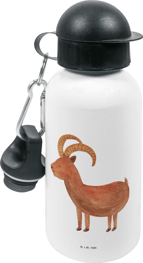 Mr. & Mrs. Panda Kinderflasche Sternzeichen Steinbock - Weiß - Geschenk, Ziege, Geburtstag Januar, Dezember, Trinkflasche Kinder, Steinböcke, fü...