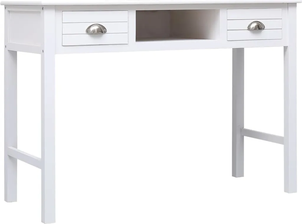 Scrivania Bianca 108x45x76 cm in Legno Massiccio Paulownia | Offerta Online