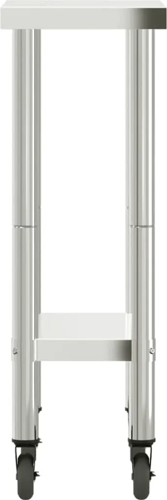 Table de travail compacte en acier inoxydable avec étagère et roues - 6