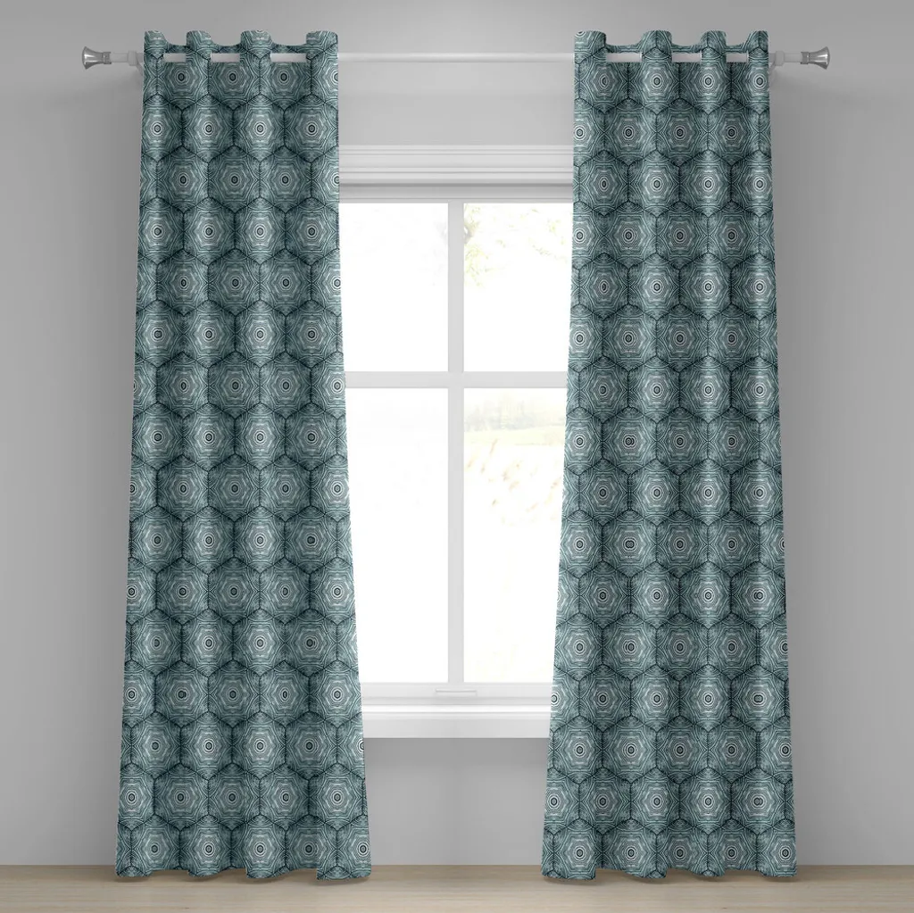Paire de rideaux motif Bullseye dessin main bleu 280 x 245 cm chic