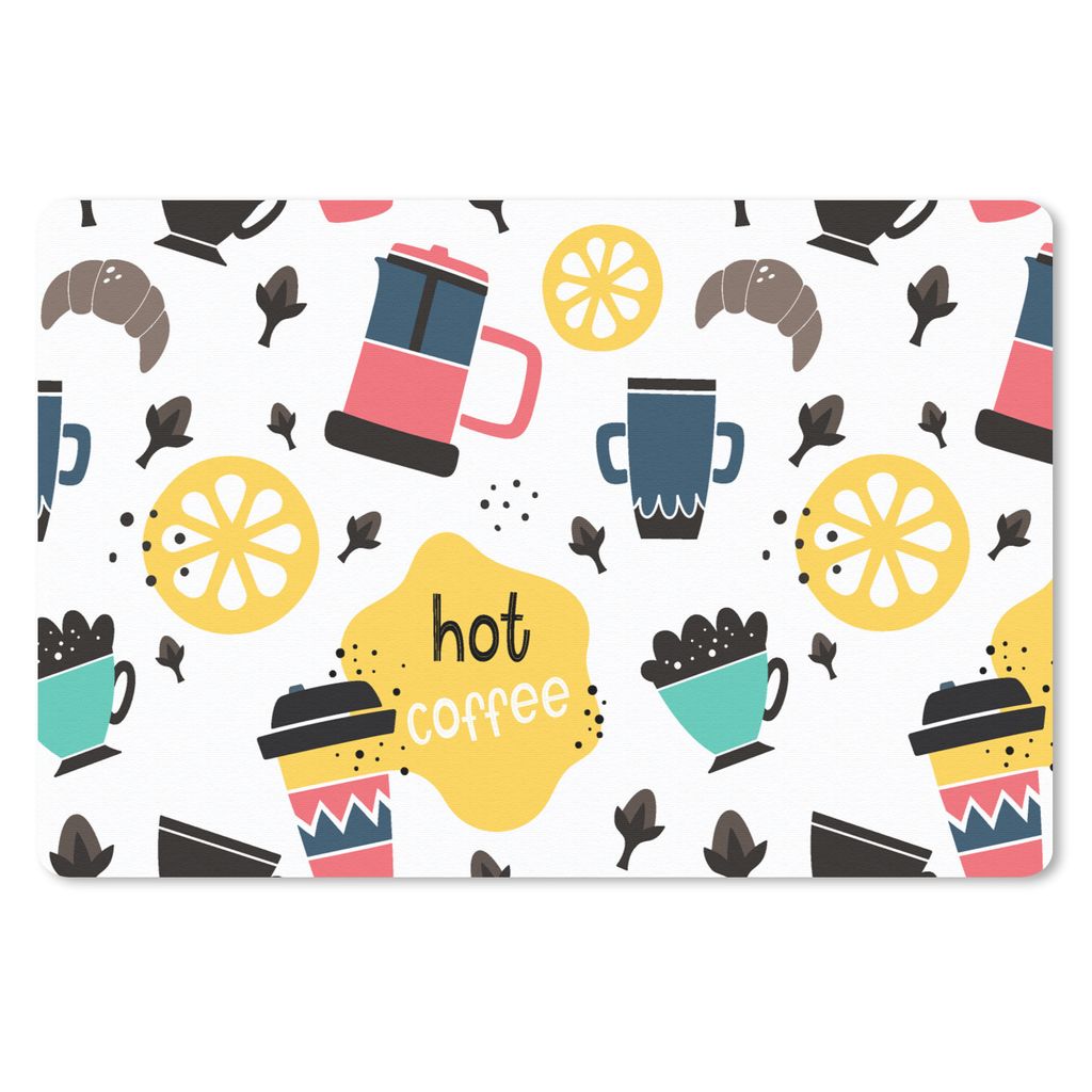 MuchoWow Mauspad Mousepad Muster - Kaffee - Frühstück - Croissant 27x18 cm - Mousepads - Maus Mat - Pad - Mausunterlage - Büroartikel - Desk M...