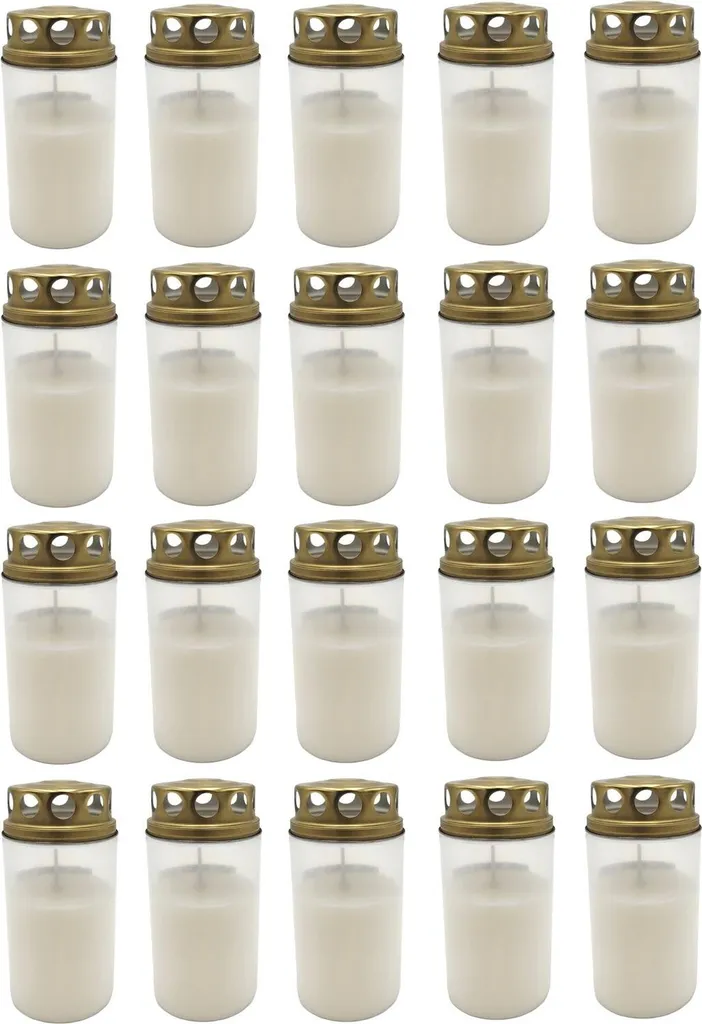 Bougie Commémorative Blanche avec Brûleur 3 Jours - Pack de 20