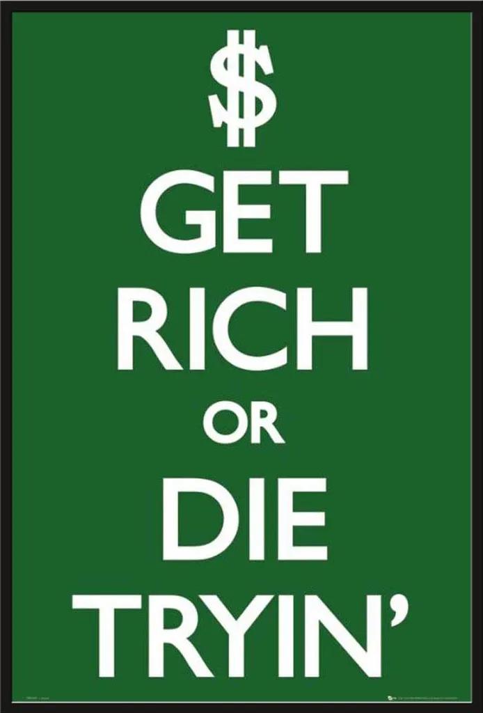 Poster Keep Calm Get Rich Shinsuke® Maxi avec Cadre Noir en Plastique