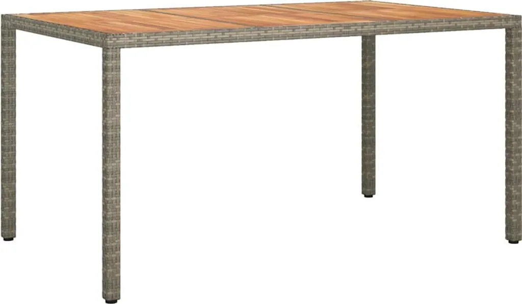 Table de Jardin en Poly Rotin Gris Résistant aux Intempéries 150x90 cm