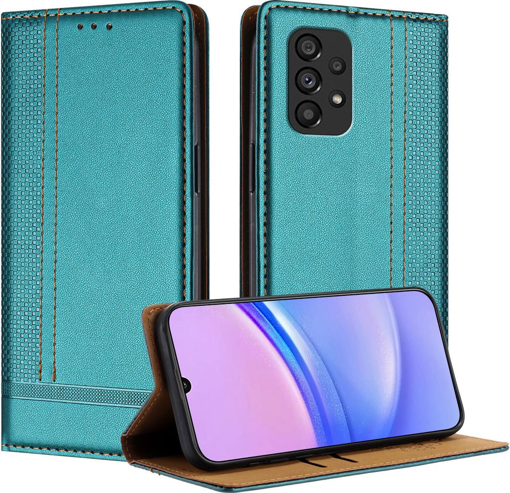 Handyhülle für Samsung Galaxy A53 5G Leder Flip Klappbare Schutzhülle mit Standfunktion Grün